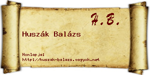 Huszák Balázs névjegykártya